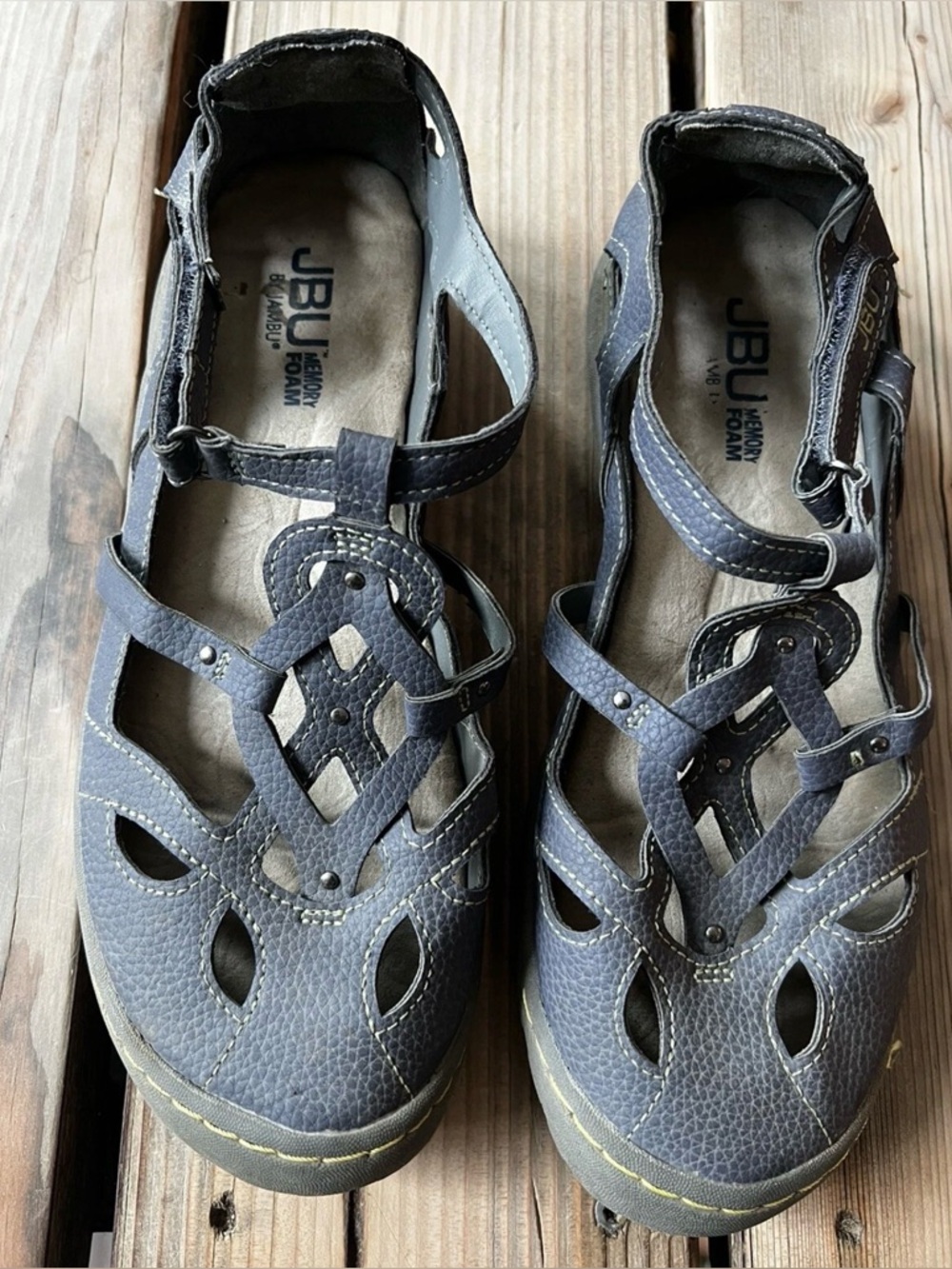 JBU by Jambu Sydney Blue Faux Leather Mary Janes Memory Foam Shoes Sz 7M Womens